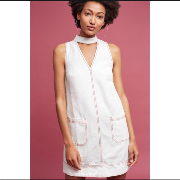 white jean jumper dress